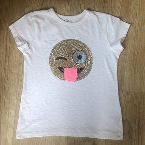 Girls' sequin emoji T-shirt